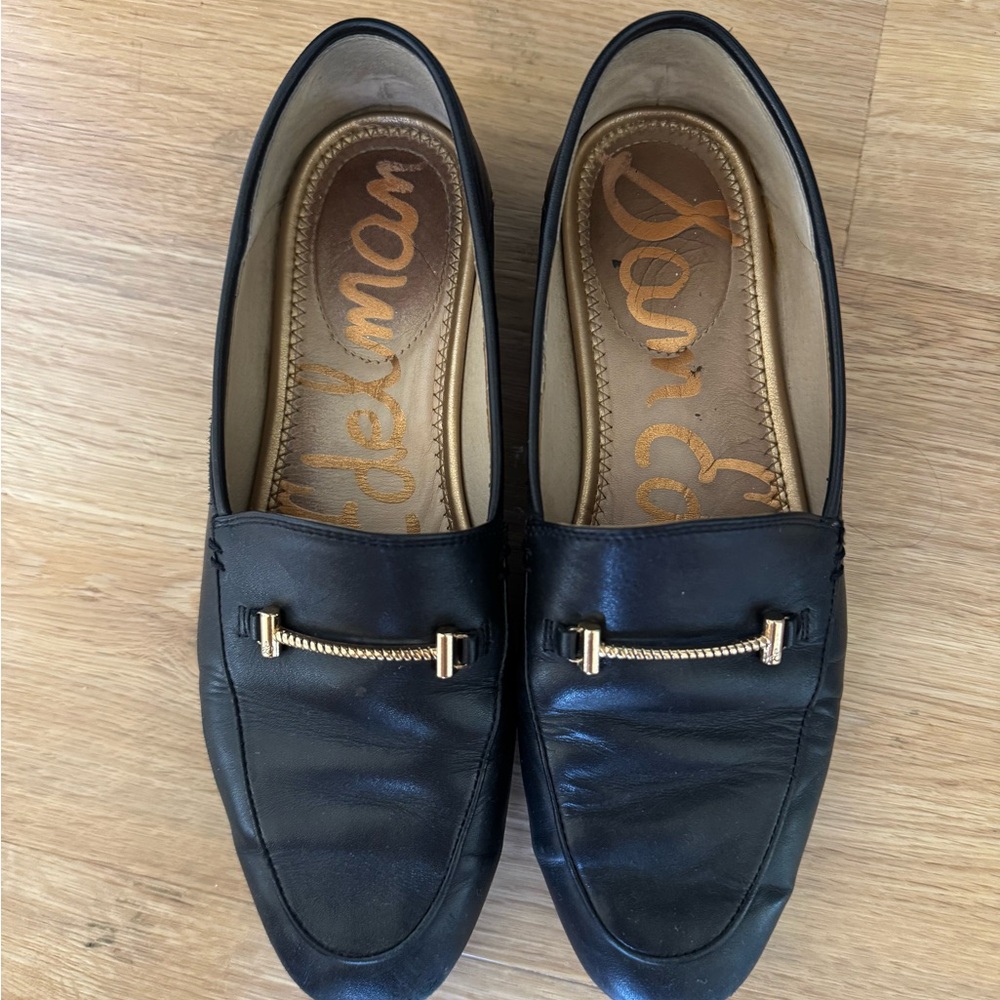 Sam Edelman Black Loafers with Gold Detail